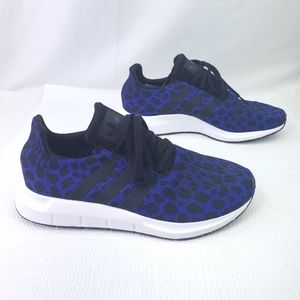 Adidas Swift Run Blue Leopard Print Sneakers Athletic Trainers Shoes Size 10